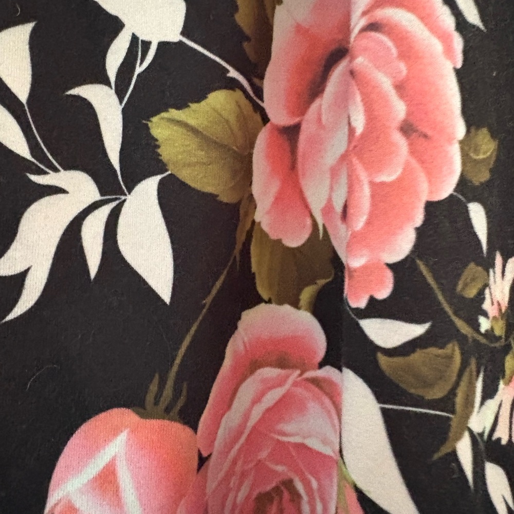 Elegant Floral Cold Shoulder Blouse - Black and Pink - Picture 3 of 5